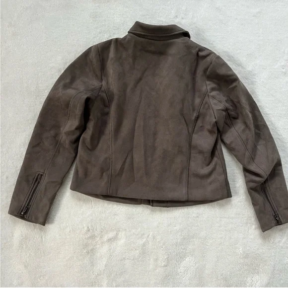 Solitaire Gray Faux Suede Moto Zipper Jacket Size M - Picture 12 of 12